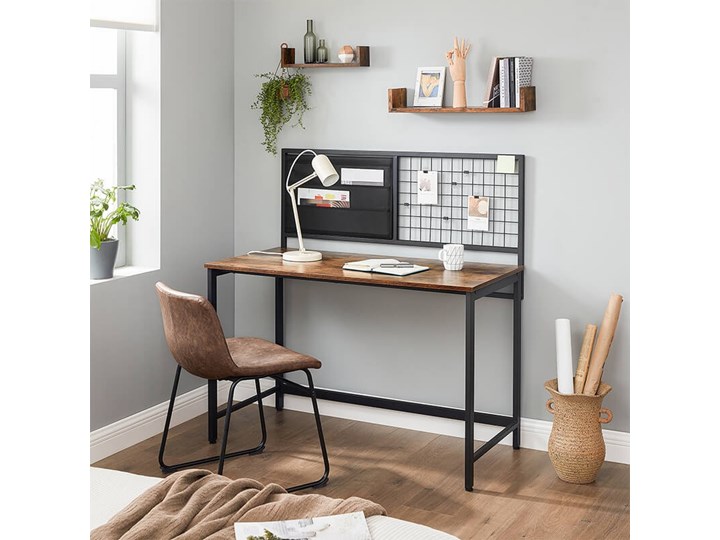 Bettso Industrialne biurko z przybornikiem / Rustic brown Metal Głębokość 60 cm Drewno Styl Nowoczesny