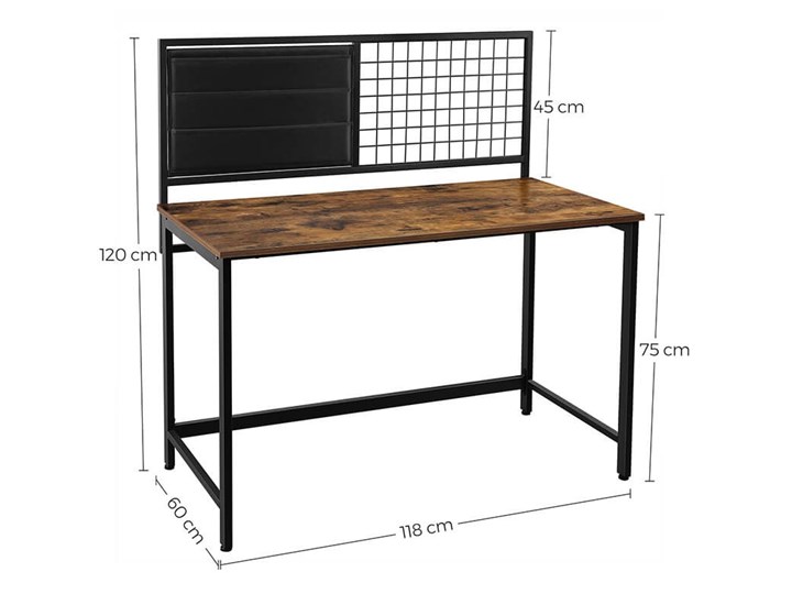 Bettso Industrialne biurko z przybornikiem / Rustic brown Drewno Głębokość 60 cm Metal Styl Industrialny Styl Nowoczesny