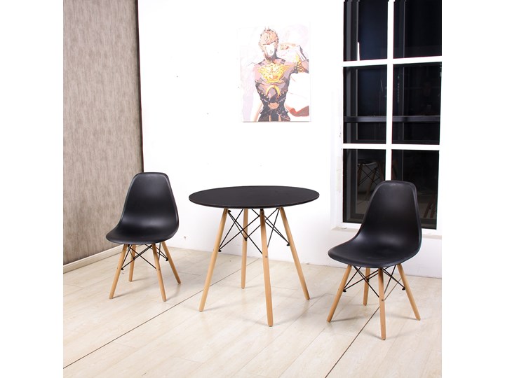 Zestaw stół okrągły czarny Milano Paris 60cm + krzesła Enzo Pomieszczenie Salon Pomieszczenie Jadalnia