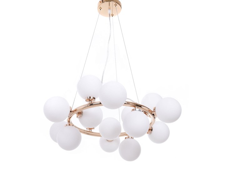 NOWOCZESNA LAMPA WISZĄCA ZŁOTA MARSIADA W15 Lampa z abażurem Szkło Lampa z kloszem Metal Ilość źródeł światła 15 źródeł