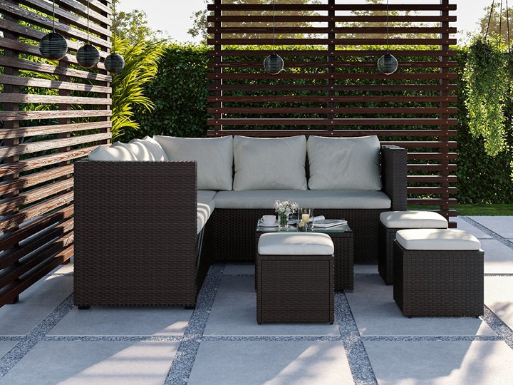 MEBLE OGRODOWE RATTAN 1162S BRĄZ Zestawy kawowe Zestawy wypoczynkowe Stal Technorattan Styl Nowoczesny