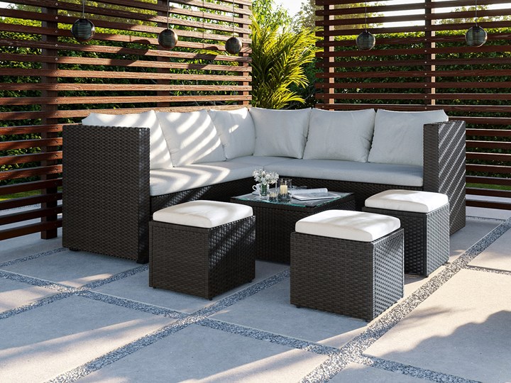 MEBLE OGRODOWE RATTAN 1162S BRĄZ Technorattan Zestawy wypoczynkowe Zestawy kawowe Stal Liczba miejsc Dziewięcioosobowy Zawartość zestawu Stolik