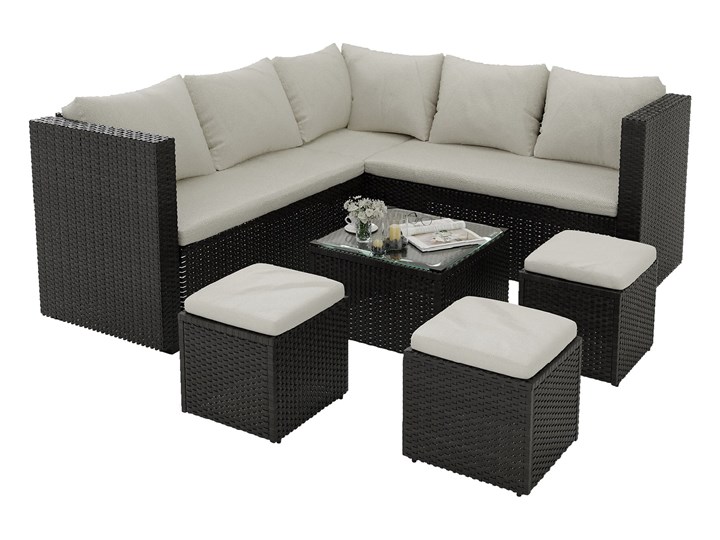 MEBLE OGRODOWE RATTAN 1162S BRĄZ Stal Liczba miejsc Dziewięcioosobowy Zestawy kawowe Zestawy wypoczynkowe Technorattan Styl Nowoczesny