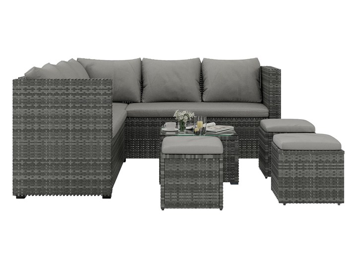 MEBLE OGRODOWE RATTAN 1162S POPIEL Zestawy modułowe Zestawy wypoczynkowe Zestawy kawowe Zawartość zestawu Narożnik