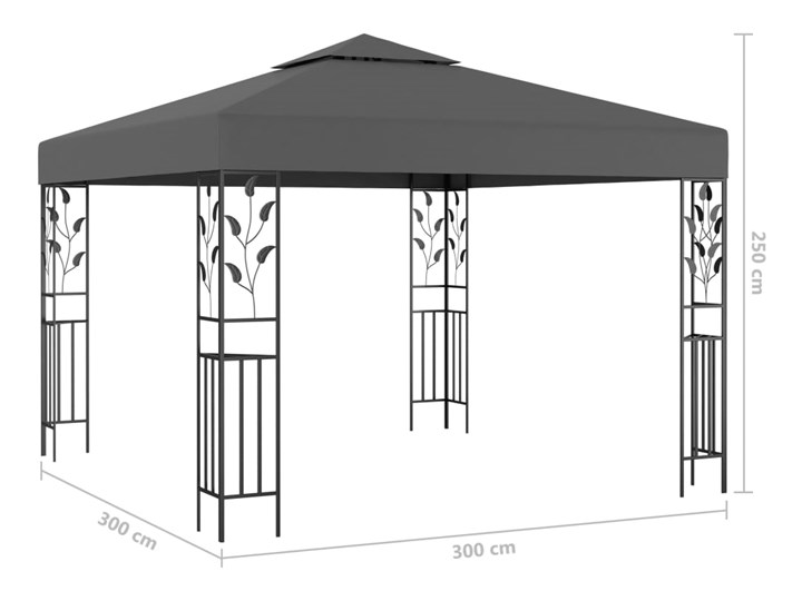 vidaXL Altana, 3 x 3 m, antracytowa Kolor Czarny Wysokość 250 cm Kategoria Altany ogrodowe