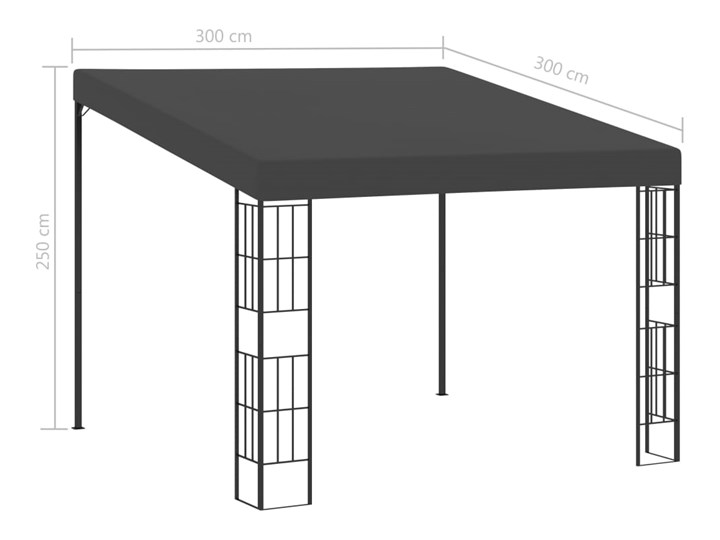 vidaXL Altana przyścienna, 3x3 m, antracytowa, tkanina Kolor Czarny Wysokość 250 cm Kategoria Altany ogrodowe