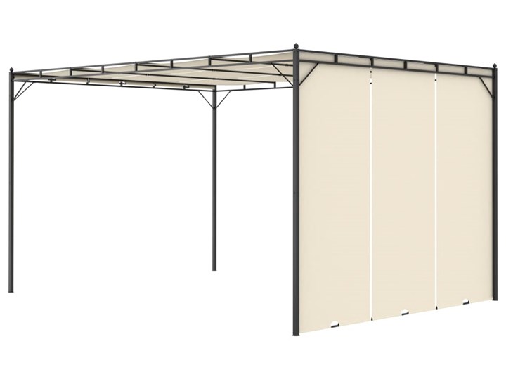 vidaXL Altana ogrodowa z zasłoną boczną, 4 x 3 x 2,25 m, kremowa Długość 4 m Szerokość 3 m Kolor Beżowy Wysokość 225 cm Kategoria Altany ogrodowe