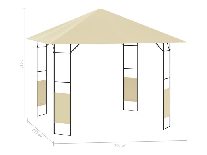 vidaXL Altana ogrodowa, 3 x 3 x 2,6 m, kremowa, 160 g/m² Szerokość 3 m Długość 3 m Wysokość 260 cm Kolor Beżowy