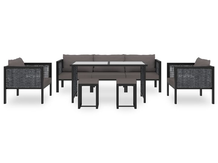 vidaXL 8-cz. zestaw wypoczynkowy do ogrodu, poduszki, rattan PE Kolor Czarny Zestawy wypoczynkowe Aluminium Zestawy modułowe Technorattan Tworzywo sztuczne Kolor Szary