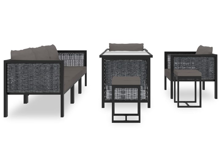 vidaXL 8-cz. zestaw wypoczynkowy do ogrodu, poduszki, rattan PE Zawartość zestawu Sofa Zestawy wypoczynkowe Zestawy modułowe Technorattan Aluminium Tworzywo sztuczne Zawartość zestawu Stół