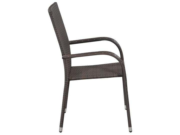vidaXL Sztaplowane krzesła ogrodowe, 4 szt., polirattan, brązowe Krzesło z podłokietnikami Metal Kolor Brązowy