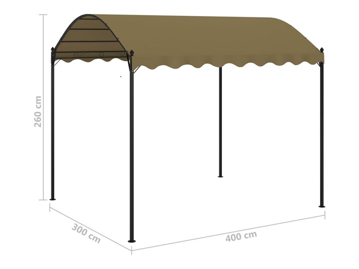 vidaXL Altana, 4x3x2,6 m, kolor taupe, 180 g/m² Wysokość 260 cm Długość 4 m Kategoria Altany ogrodowe Szerokość 3 m Kolor Brązowy
