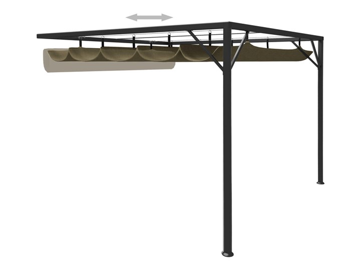 vidaXL Altana przyścienna ze zwijanym dachem, 3x3 m, taupe, 180 g/m² Wysokość 230 cm Kategoria Altany ogrodowe Kolor Czarny