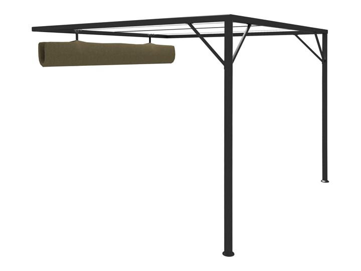 vidaXL Altana przyścienna ze zwijanym dachem, 3x3 m, taupe, 180 g/m² Kategoria Altany ogrodowe Wysokość 230 cm Kolor Czarny