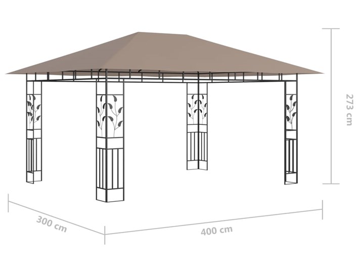 vidaXL Altana ogrodowa z moskitierą, 4x3x2,73 m, kolor taupe, 180 g/m² Wysokość 273 cm Długość 4 m Kategoria Altany ogrodowe