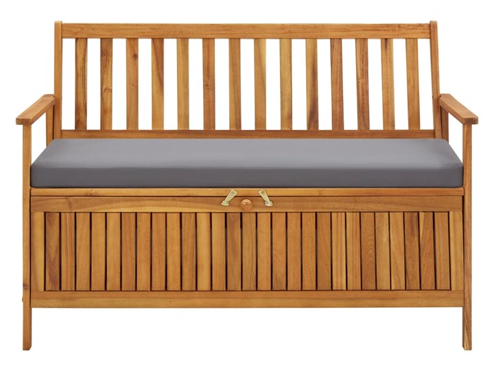 vidaXL Ławka ogrodowa ze schowkiem, 120 cm, lite drewno akacjowe