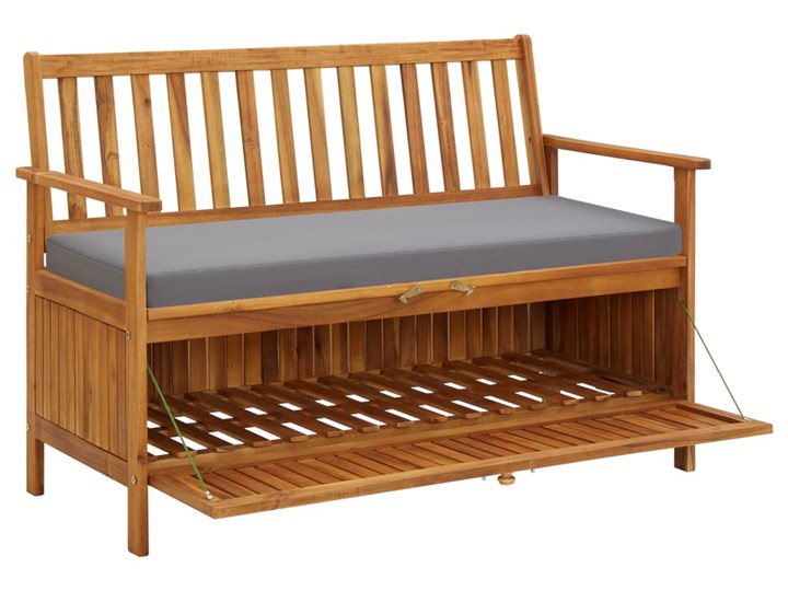 vidaXL Ławka ogrodowa ze schowkiem, 120 cm, lite drewno akacjowe