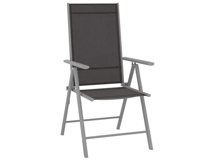 vidaXL Składane krzesła ogrodowe, 2 szt., tkanina textilene, czarne Krzesło składane Kolor Szary Tworzywo sztuczne Aluminium Kolor Czarny