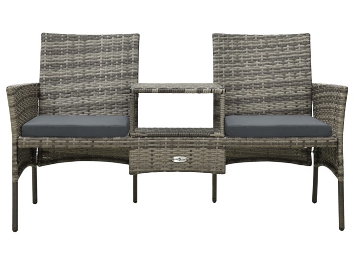 vidaXL 2-os. sofa ogrodowa ze stolikiem i stołkami, rattan PE, szary Stal Zestawy wypoczynkowe Tworzywo sztuczne Zawartość zestawu Puf