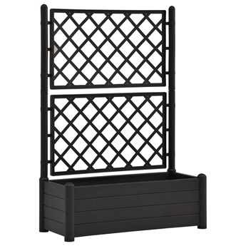 vidaXL Skrzynia na rośliny z trejażem, 100x43x142 cm, PP, antracyt