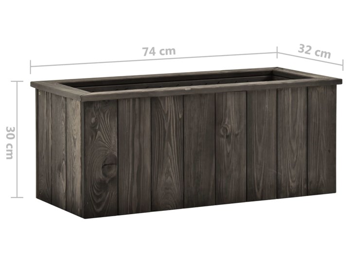 vidaXL Podwyższona donica ogrodowa, szara, 74x32x30 cm, drewno sosnowe Prostokątny Donica balkonowa Kategoria Donice ogrodowe