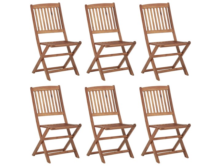 vidaXL Składane krzesła ogrodowe z poduszkami, 6 szt., drewno akacjowe Tworzywo sztuczne Kolor Krzesło składane Kolor Brązowy