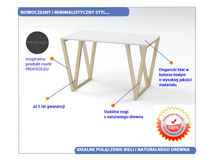 Skandynawski stół Inelo Viper Szerokość 60 cm Płyta MDF Drewno Sosna Rozkładanie Długość 120 cm Wysokość 75 cm Kolor Biały