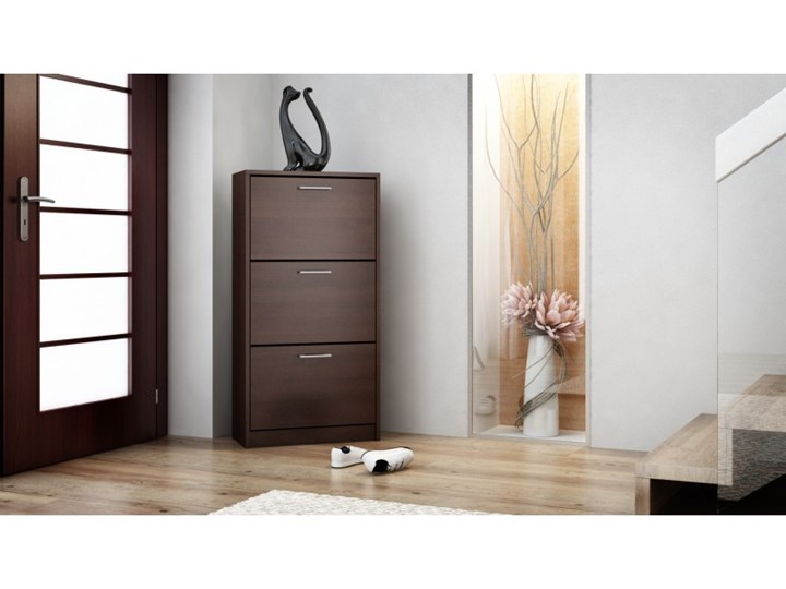 Gustowna szafka na buty INGRID - wenge Płyta laminowana Płyta MDF Tworzywo sztuczne Płyta meblowa Styl Minimalistyczny