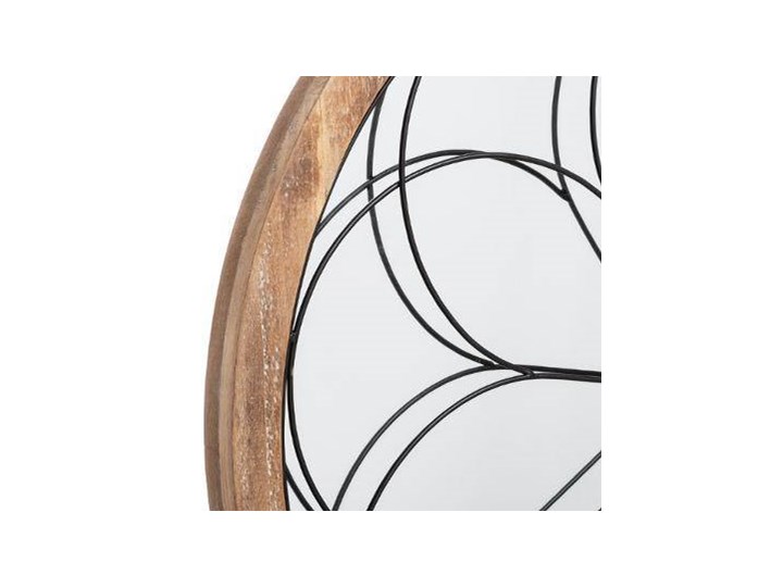 Lustro okrągłe drewniane, Ø 64 cm, z metalową dekoracją Lustro z ramą Ścienne Pomieszczenie Przedpokój Pomieszczenie Łazienka