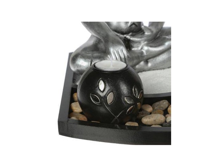 Figurka buddy z kadzidełkami i świecznikami ZEN GARDEN Rośliny Tworzywo sztuczne Kolor Czarny