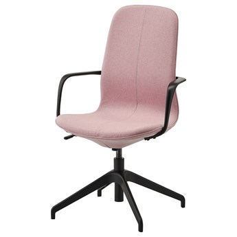 IKEA LÅNGFJÄLL Krzesło konferencyjne z podłokiet, Gunnared jasny różowy/czarny, Przetestowano dla: 110 kg
