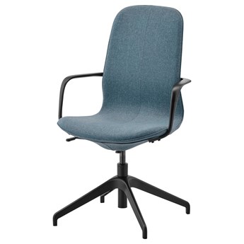 IKEA LÅNGFJÄLL Krzesło konferencyjne z podłokiet, Gunnared niebieski/czarny, Przetestowano dla: 110 kg