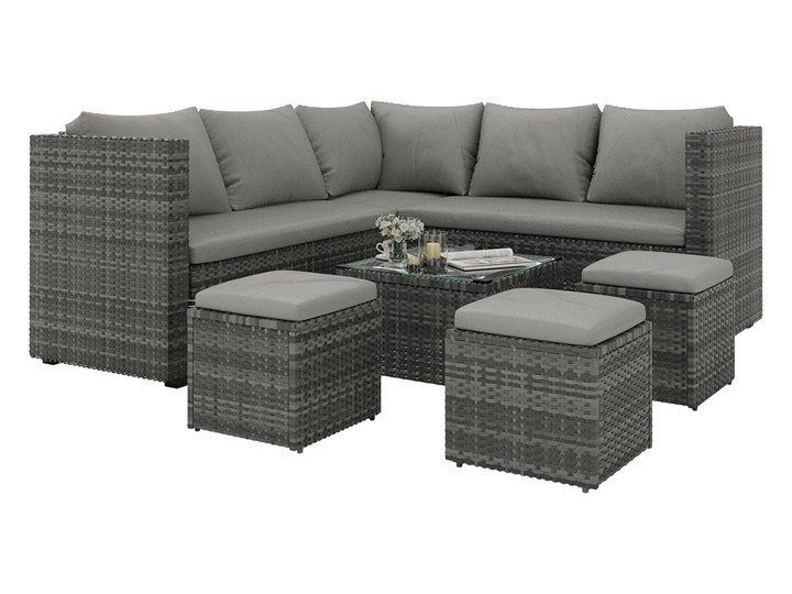 TECHNORATTANOWE MEBLE OGRODOWE ZESTAW 8 OSOBOWY - NEW YORK (1162S) - JASNY POPIEL MOULD Zestawy wypoczynkowe Zawartość zestawu Stolik Zawartość zestawu Sofa