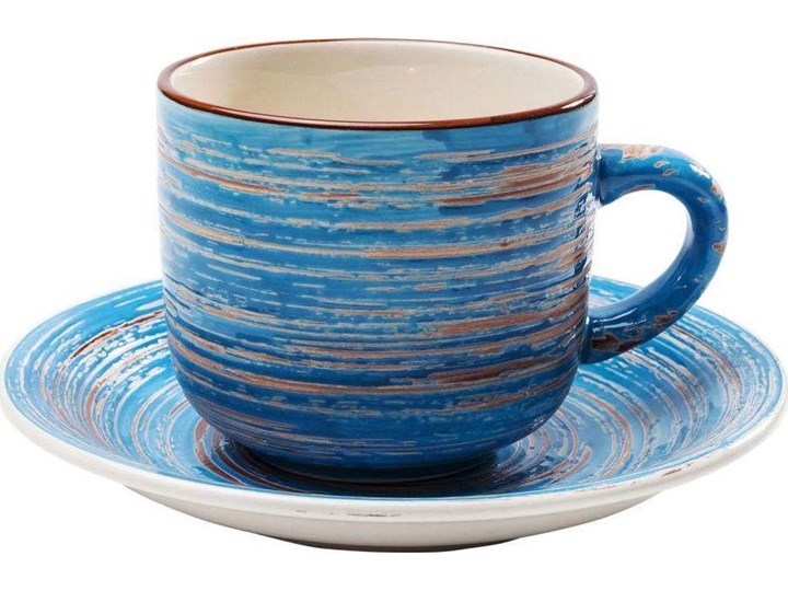 Filiżanka ceramiczna 250 ml ze spodkiem niebieska Ø15x8 cm