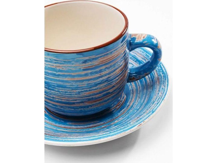 Filiżanka 250 ml ze spodkiem Ø15 cm Swirl niebieska Filiżanka ze spodkiem Kategoria Filiżanki Ceramika Kolor