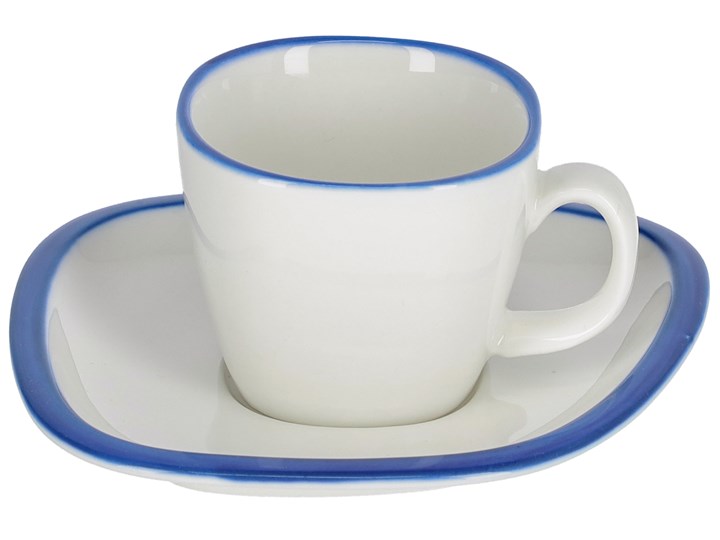 Filiżanka do kawy ze spodkiem Odalin porcelanowa biało-niebieska Ceramika Filiżanka do espresso Porcelana Filiżanka ze spodkiem Kategoria Filiżanki