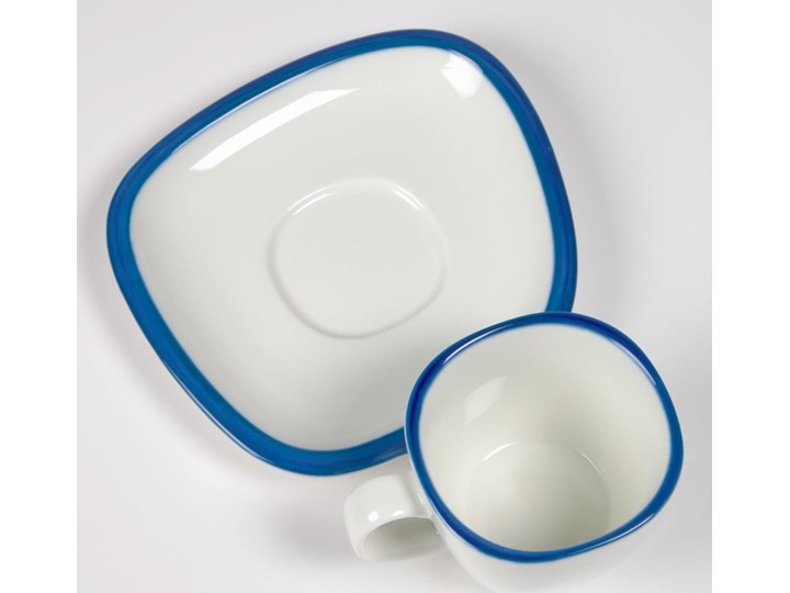 Filiżanka do kawy ze spodkiem Odalin porcelanowa biało-niebieska Ceramika Filiżanka do espresso Porcelana Filiżanka ze spodkiem Kolor
