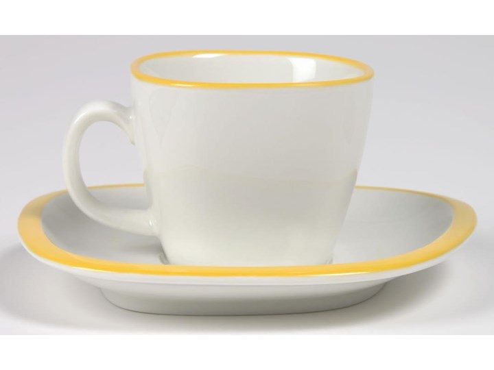 Filiżanka do kawy ze spodkiem Odalin porcelanowa biało-żółta Filiżanka do espresso Porcelana Ceramika Filiżanka ze spodkiem Kolor Żółty