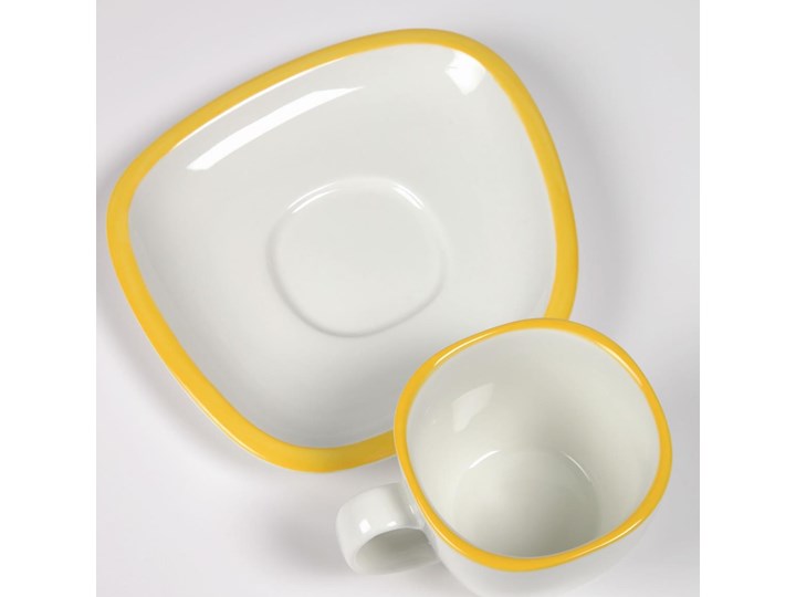Filiżanka do kawy ze spodkiem Odalin porcelanowa biało-żółta Kolor Żółty Ceramika Filiżanka do espresso Filiżanka ze spodkiem Porcelana Kategoria Filiżanki