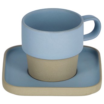 Filiżanka ceramiczna ze spodkiem niebieska 12x8 cm
