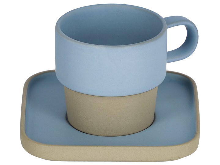 Filiżanka ceramiczna ze spodkiem niebieska 12x8 cm