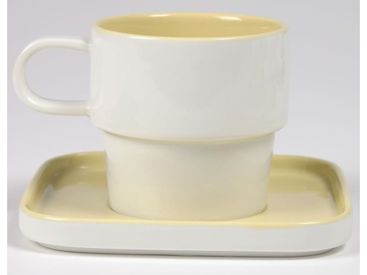 Filiżanka ze spodkiem Midori ceramiczna żółta Ceramika Kolor Żółty Kolor Biały