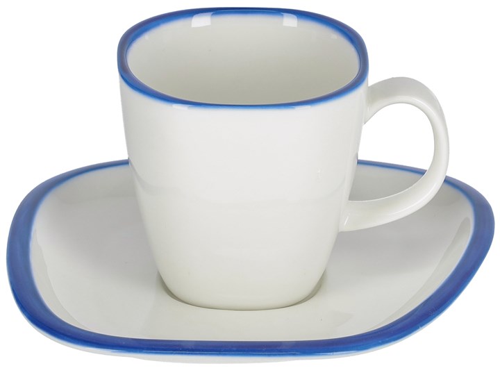 Kubek z talerzykiem Odalin porcelanowy biało-niebieski Filiżanka ze spodkiem Porcelana Ceramika Kategoria Filiżanki