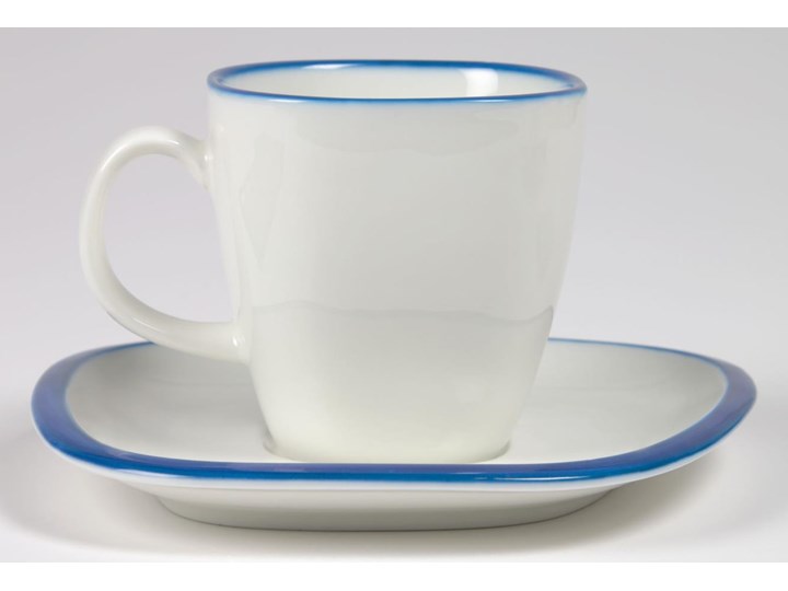 Kubek z talerzykiem Odalin porcelanowy biało-niebieski Filiżanka ze spodkiem Porcelana Ceramika Kolor Biały Kategoria Filiżanki