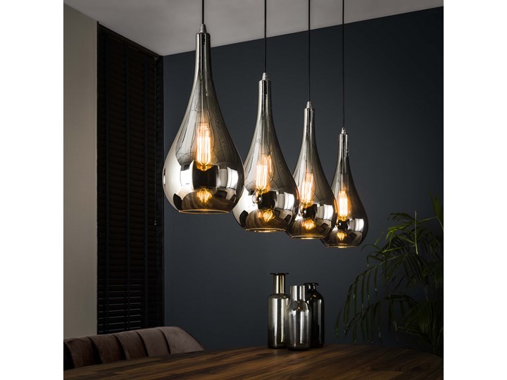 Lampa wisząca Silver Drop 4L 130x150 cm chromowa Szkło Kolor Srebrny Styl Vintage