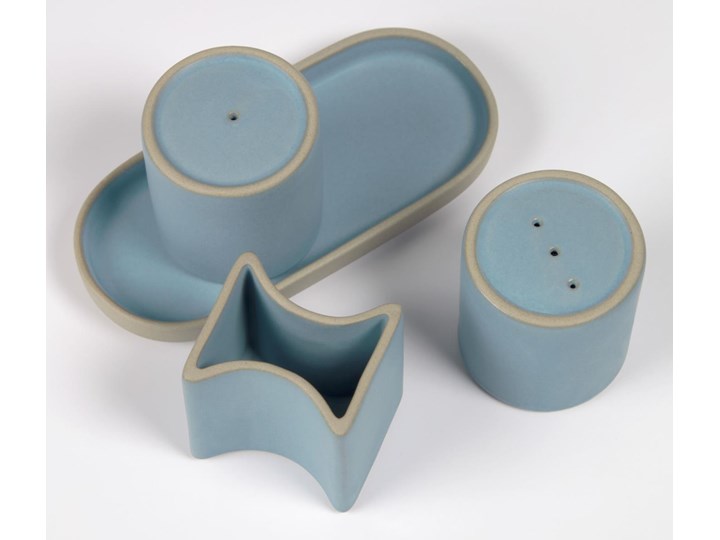 Zestaw Midori pieprzniczka i solniczka ceramiczna niebieska Ceramika Solniczka i pieprzniczka Kategoria Przyprawniki Kolor Biały