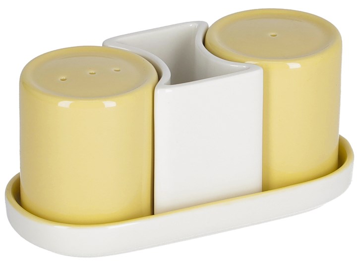 Zestaw Midori solniczka i pieprzniczka ceramiczna żółta Ceramika Kolor Zielony Kategoria Przyprawniki