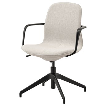 IKEA LÅNGFJÄLL Krzesło konferencyjne z podłokiet, Gunnared beżowy/czarny, Przetestowano dla: 110 kg