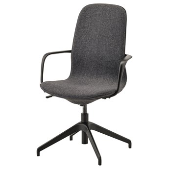 IKEA LÅNGFJÄLL Krzesło konferencyjne z podłokiet, Gunnared ciemnoszary/czarny, Przetestowano dla: 110 kg