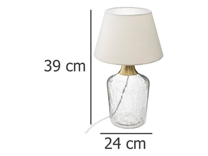 Lampa stołowa SILA, szklana, 39 cm Szkło Lampa z abażurem Kolor Biały Styl Klasyczny